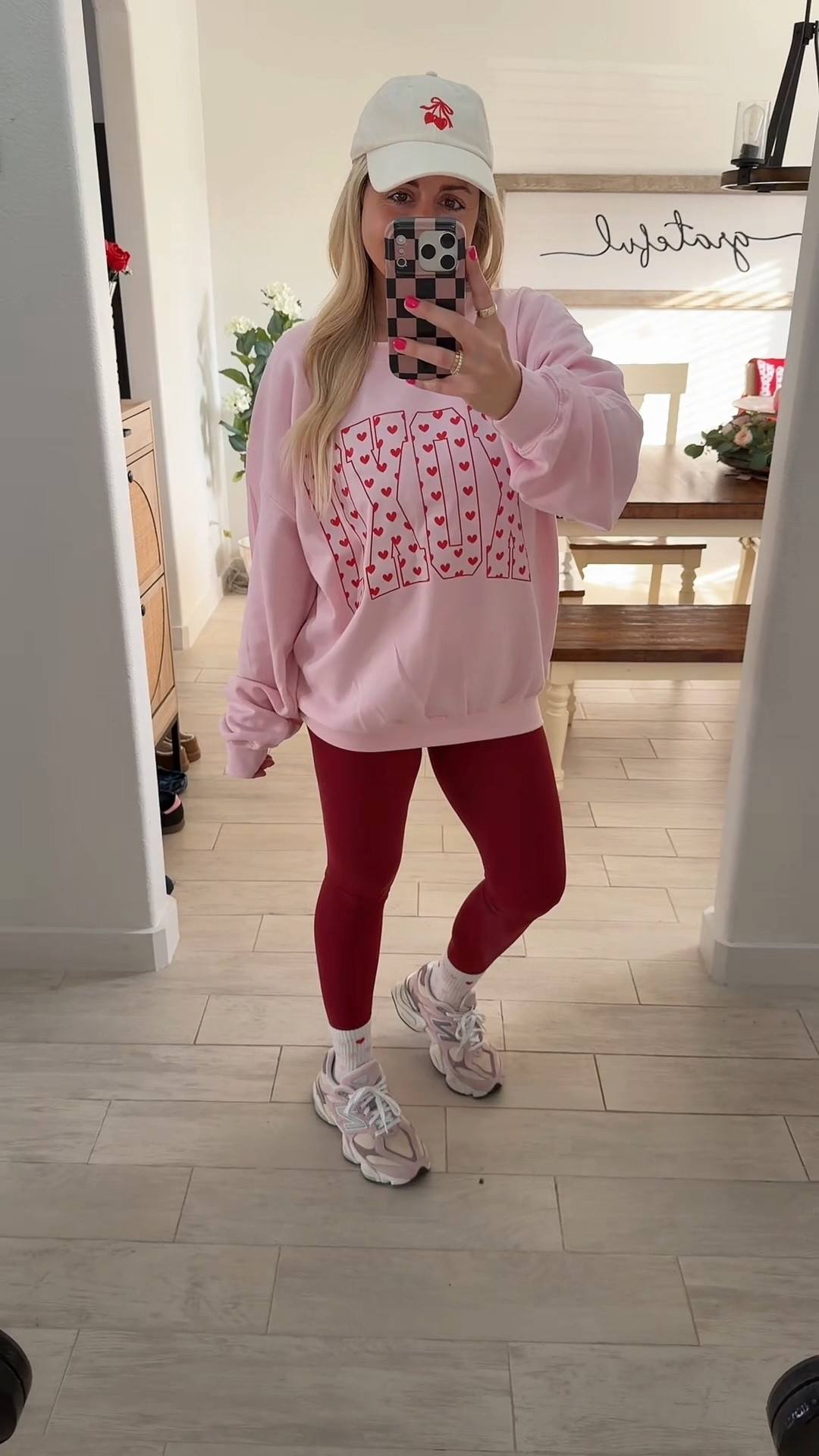 Valentine’s Day outfit
Xoxo sweater large
Leggings small
New balance sneakers 
Heart socks 

#LTKootd #LTKSaleAlert #LTKFindsUnder100