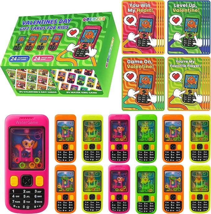 Gocozer 24 Packs Water Ring Games Handheld with Valentine Cards for Kids Birthday Classroom Prize... | Amazon (US)