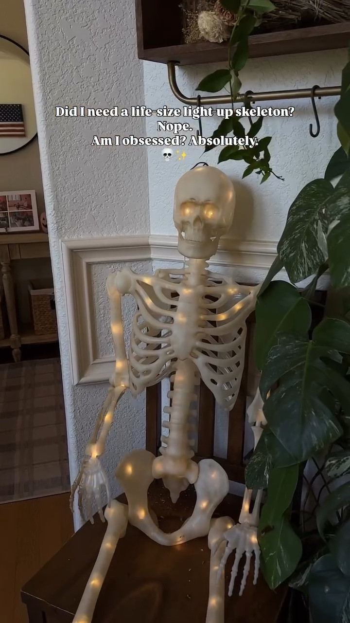 While everyone else is stocking up on Halloween candy and cute little treats, I’m the mom who strolls in with a five-foot light-up skeleton riding shotgun in the cart.

Did I need it? Nope.
Did I fall in love the second I saw it? Absolutely.

Mr. Bones is the best impulse buy of the season, zero regrets and the kids also think it’s the coolest thing ever, so #momwin 

If you want to bring home your own Mr. Bones comment “skeleton” and I’ll send the link your way!

#halloweendecor #spookydecor #spookyseason #halloween #lightupskeleton #spookyseason #glowingdecor #skeletondecor #frightnight #momlife

#LTKHalloween #LTKParties #LTKSeasonal