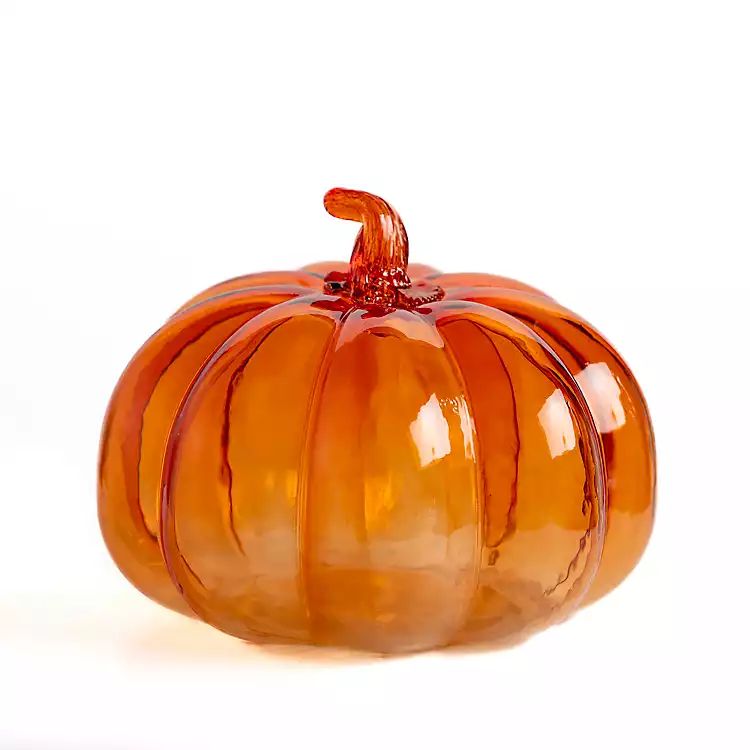 Orange Glass Squat Pumpkin Statue, 6 in. | Kirkland's Home