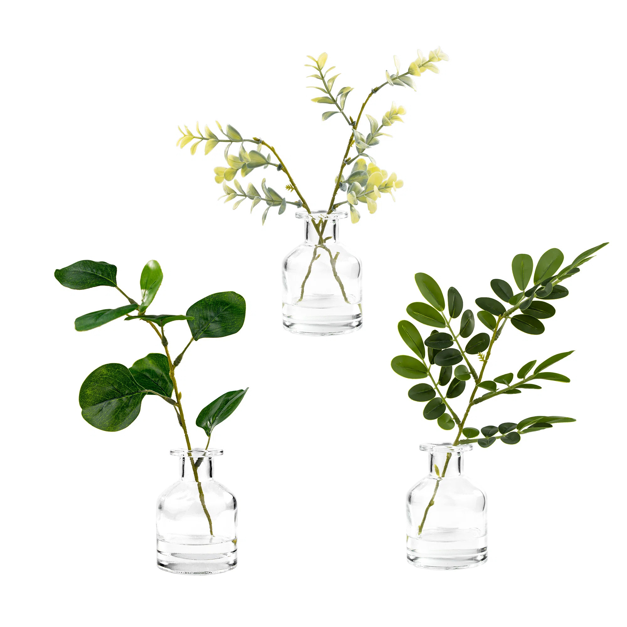 Faux Plants 11'' Faux Plant in Glass Pot (Set of 3) | Wayfair North America