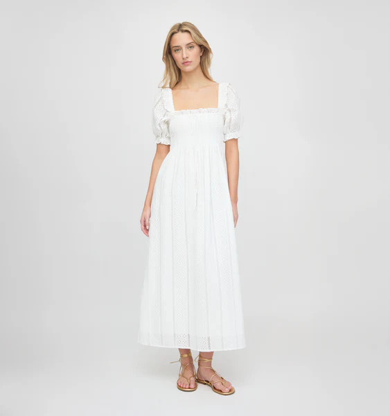 The Scarlett Nap Dress - White Broderie Voile | Hill House Home US