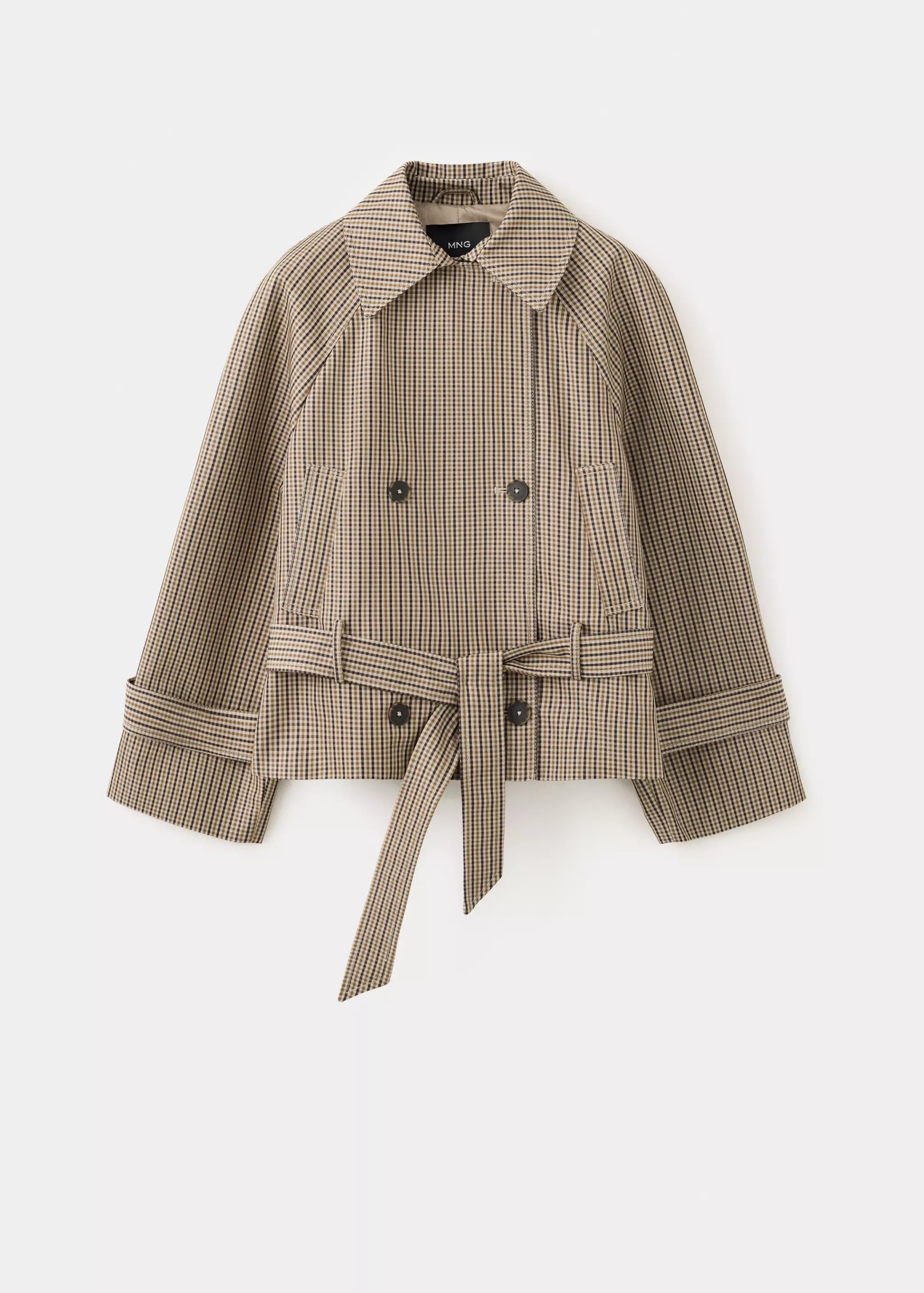 Trench court \u00e0 carreaux | Mango EU
