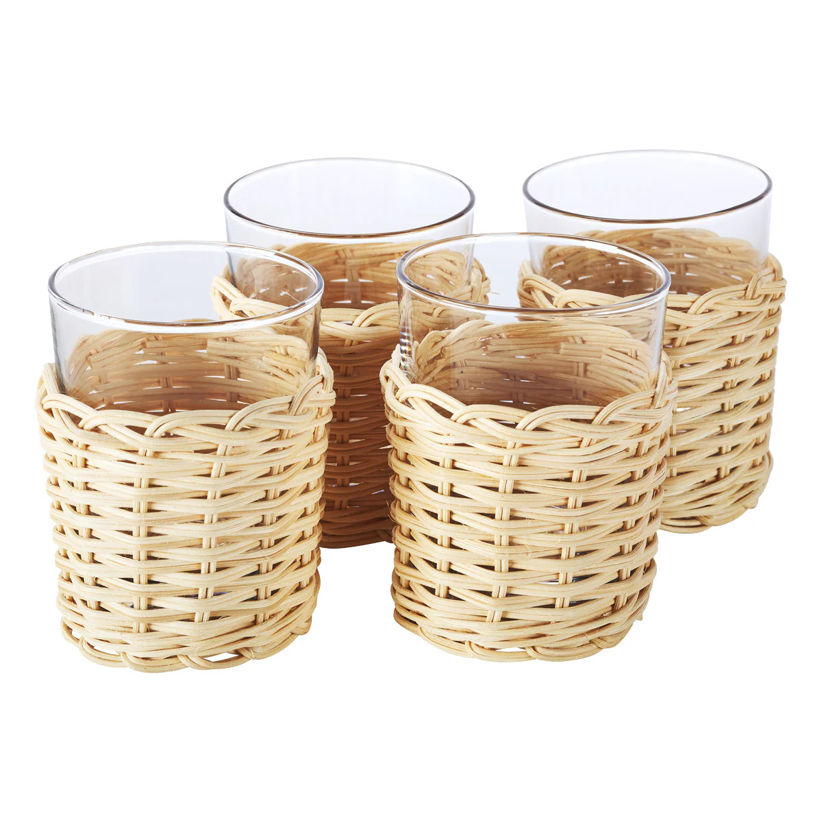 Rattan Wrapped Tumbler, Set of 4 | Amanda Lindroth