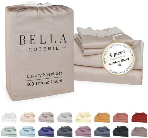 Bella Coterie Luxury Bamboo Viscose King Size Sheet Set | 100% Organically Grown | Ultra Soft | C... | Amazon (US)