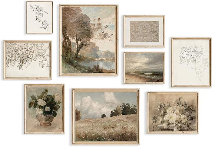Vintage Wall Art Decor Rustic Wall Decor Aesthetic Farmhouse Wall Pictures Vase Flower Boho Canva... | Amazon (US)