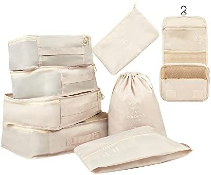 Generic 8 Pcs Set Packing Cubes,Lightweight Travel Luggage Packing Organizers With Toiletry Bag A... | Amazon (US)