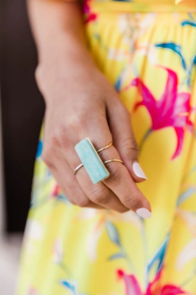 Never Lose Hope Mint/Gold Ring | The Pink Lily Boutique