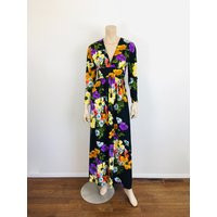 Vintage 1970S Black Floral Boho Maxi Dress | Etsy (US)