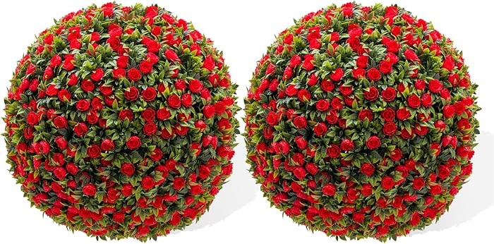 GarveeHome 15 in Artificial Topiary Balls 2PCS, Flower Topiary Ball Decorative Balls for Outdoor ... | Amazon (US)