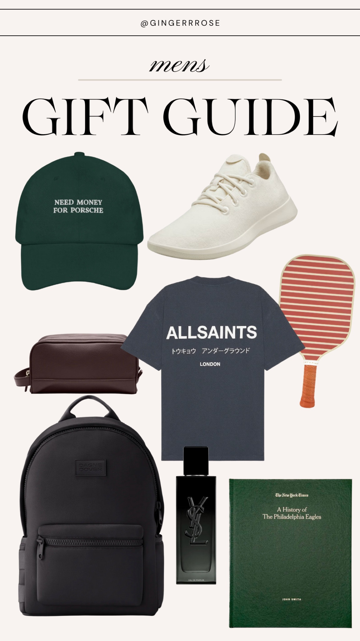 My holiday men’s gift guide, filled with the best gift ideas for men! All birds are my husbands favorite shoes and the YSL cologne is heavenlyyyy. You can also never go wrong with a pickle ball paddle or this designer tshirt under $100

#LTKGiftGuide #LTKHoliday #LTKmens