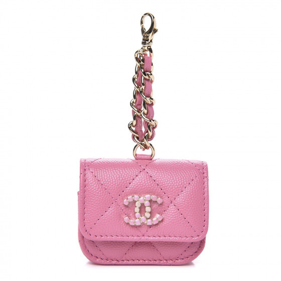 CHANEL Caviar Quilted Crystal CC Airpods Pro Case Pink | Fashionphile