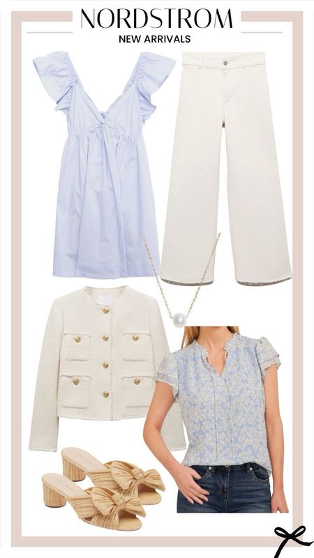 Nordstrom New Arrivals! This dress is one of my favorite summer dresses and I absolutely love this lady jacket! These cropped wide leg white jeans are perfect for summer! I do recommend sizing up one size. Summer outfits // summer dresses // lady jackets // white jeans // summer tops // workwear // work outfits // Nordstrom finds // Nordstrom fashion 

#LTKStyleTip #LTKWorkwear #LTKSeasonal