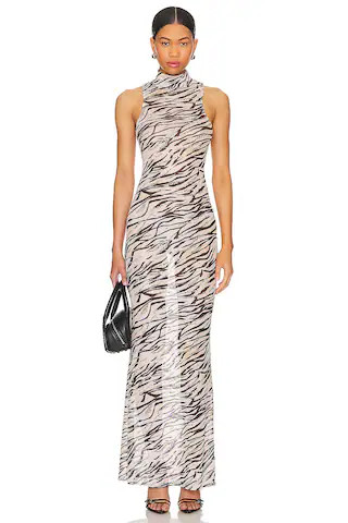 superdown Angelika Sheer Dress in Beige Multi from Revolve.com | Revolve Clothing (Global)