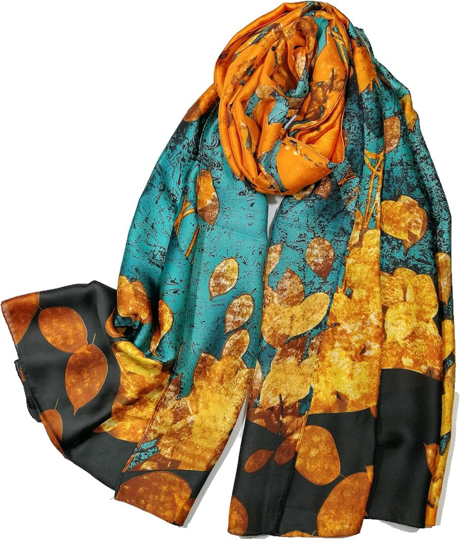 Shanlin Silk Feel Long Floral Satin Scarves for Women in Gift Box | Amazon (US)