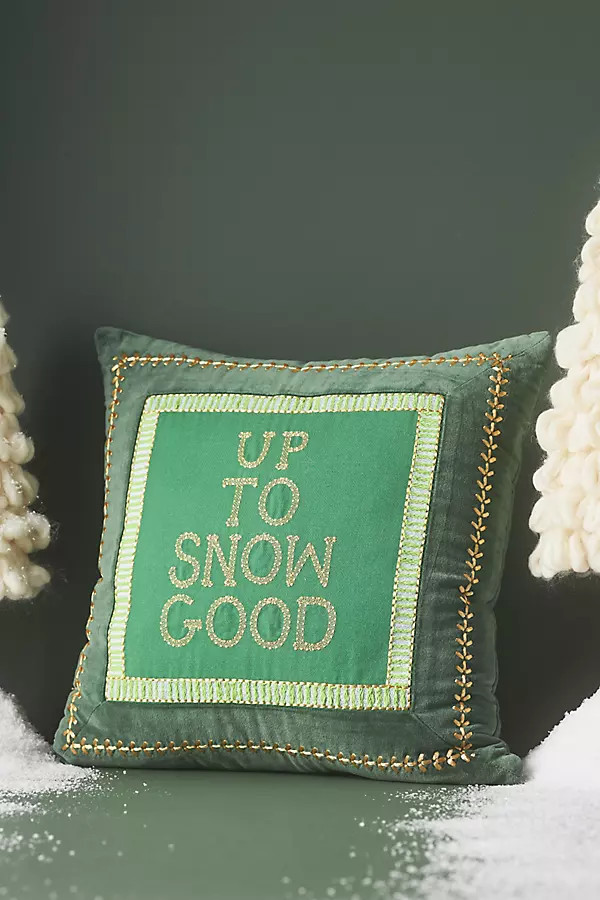 Shayla Festive Text Cotton Velvet Pillow | Anthropologie (US)
