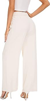 Women's Wide Leg Pants High Elastic Waisted in The Back Business Work Trousers Long Straight Suit... | Amazon (US)