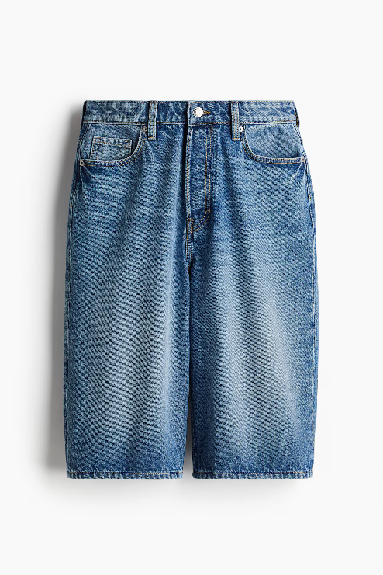 High-Waist Knee-Length Denim Shorts | H&M (US + CA)