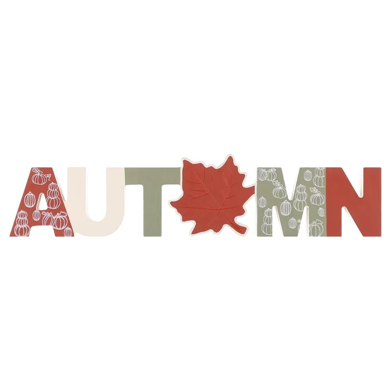 Wood Autumn Tabletop Sign, Multicolor, 12.5" x 2.75", Fall by Way To Celebrate | Walmart (US)