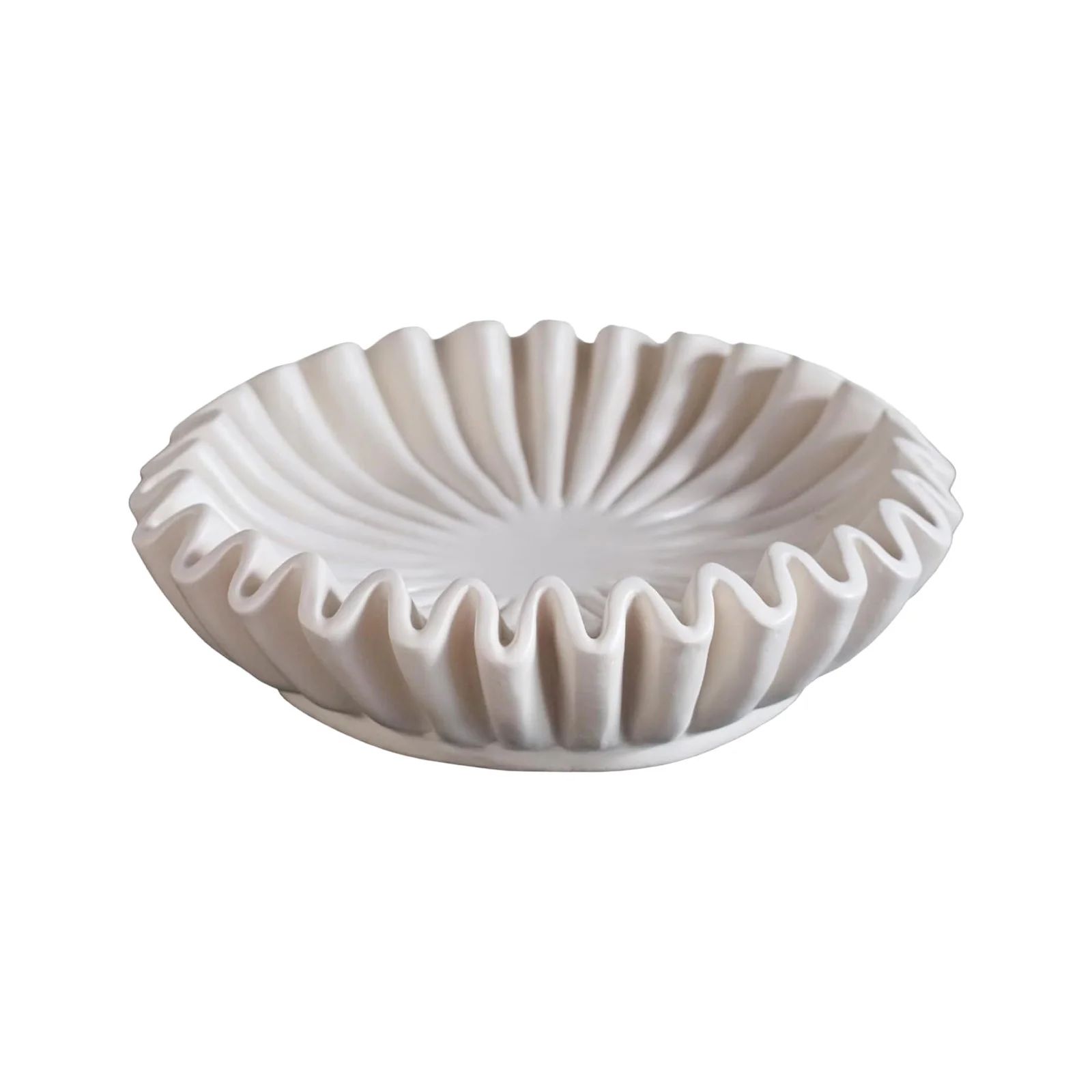 OYIGU 5.9 Inches Ruffled Decorative Bowl, Fluted Ruffle Bowl, White Ruffled Marble Bowl, Decorati... | Walmart (US)