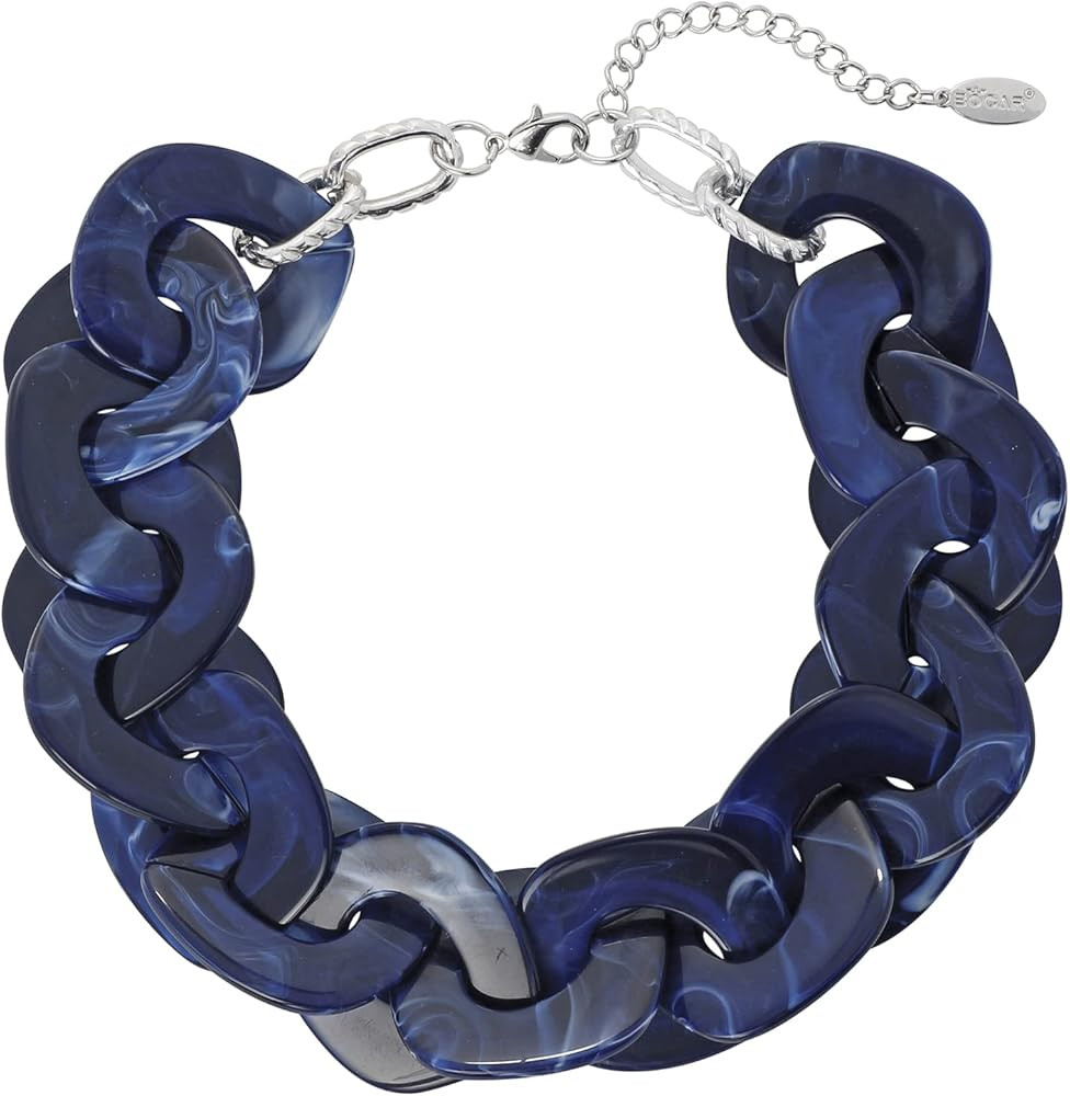 Bocar Statement Chunky Acrylic Cuban Choker Necklace Fashion Bib Collar Chain Necklace for Women(... | Amazon (US)