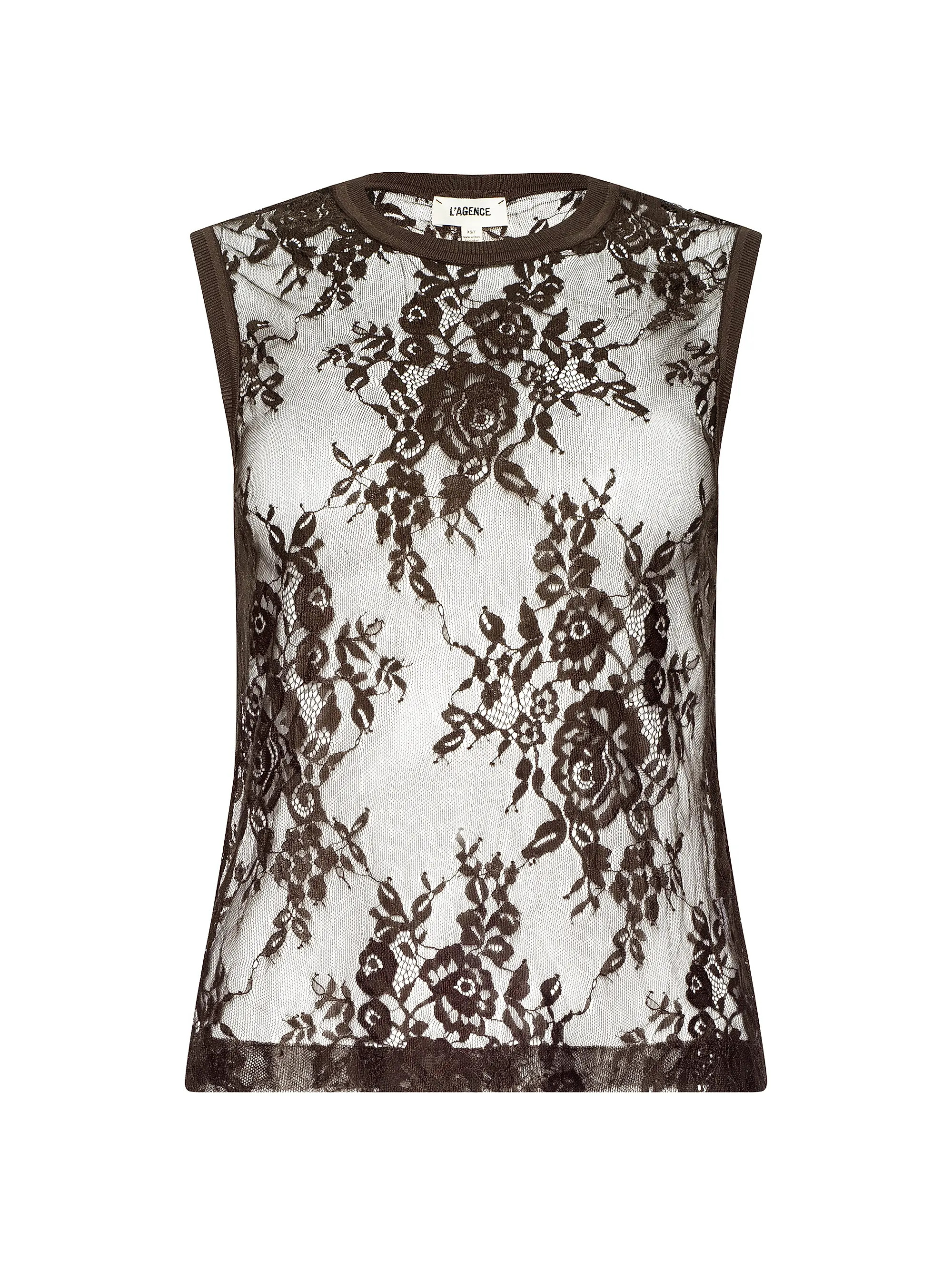 L'AGENCE Brax Lace Sheer Tank Top | Saks Fifth Avenue | Saks Fifth Avenue