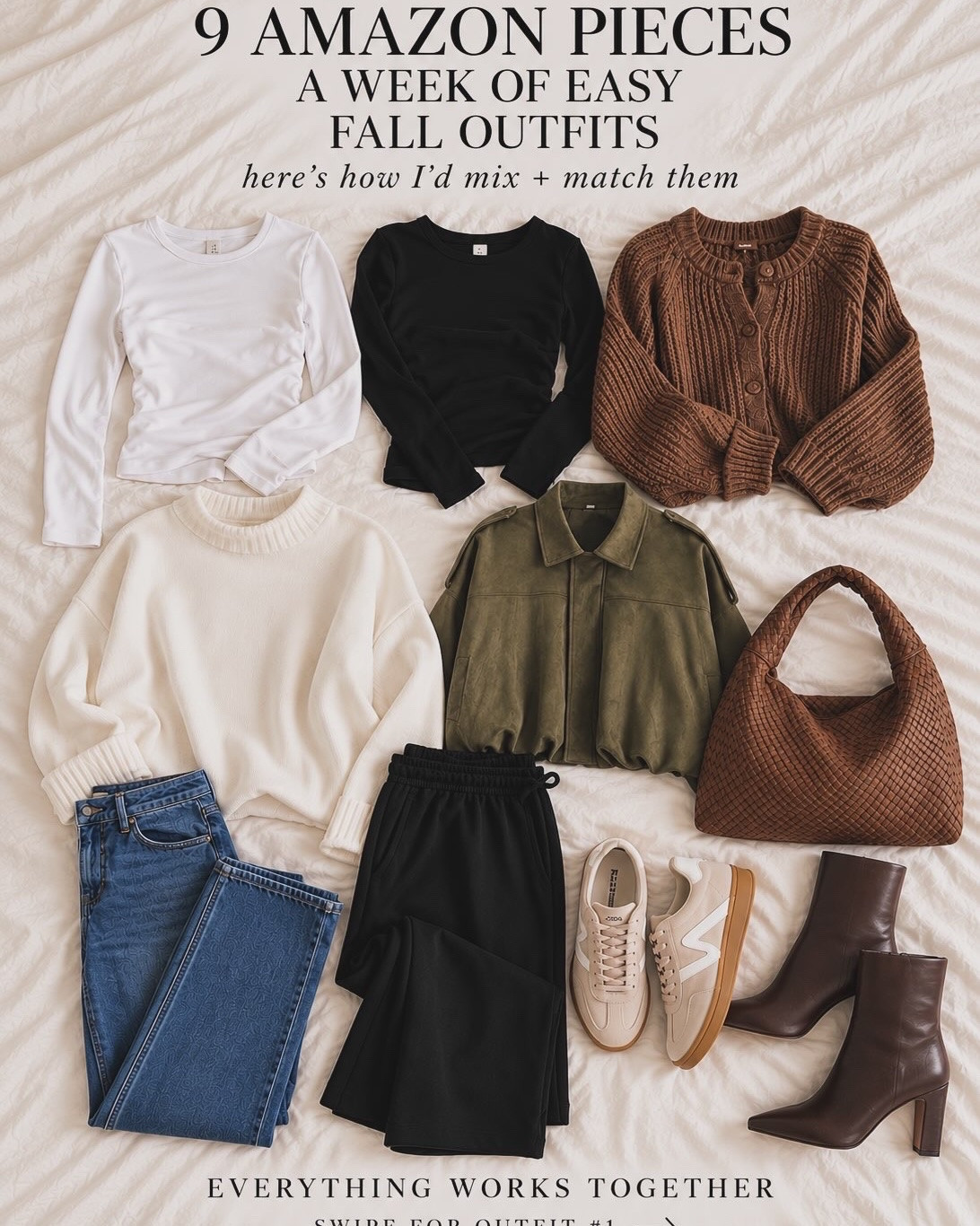 Nothing to wear this fall? 🍂 Start with pieces that actually work together.

I built this Amazon fall capsule wardrobe with easy basics you can mix + match for everything from casual everyday outfits to a polished work look. 🤎

Swipe to see how I styled the same pieces multiple ways →
Which outfit are you picking — 1, 2, 3, 4 or 5? 👇

Comment SHOP and I’ll send you the links!
Save this for the next “I have nothing to wear” morning. 📌

#AmazonFashion #AmazonFinds #FallCapsuleWardrobe #FallOutfitIdeas #AmazonOutfits #FallFashion #CapsuleWardrobe #AffordableFashion #EverydayOutfits #WorkOutfitIdeas #MomStyle #FallStyle #AmazonStyle #CasualFallOutfits #FallWardrobe

#LTKSaleAlert #LTKSeasonal #LTKOver40