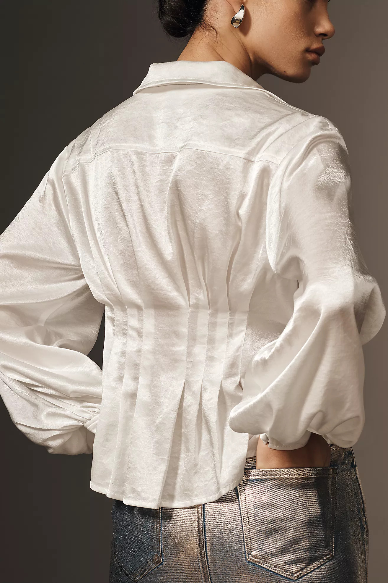 By Anthropologie Long-Sleeve Silky Wrap Top | Anthropologie (US)