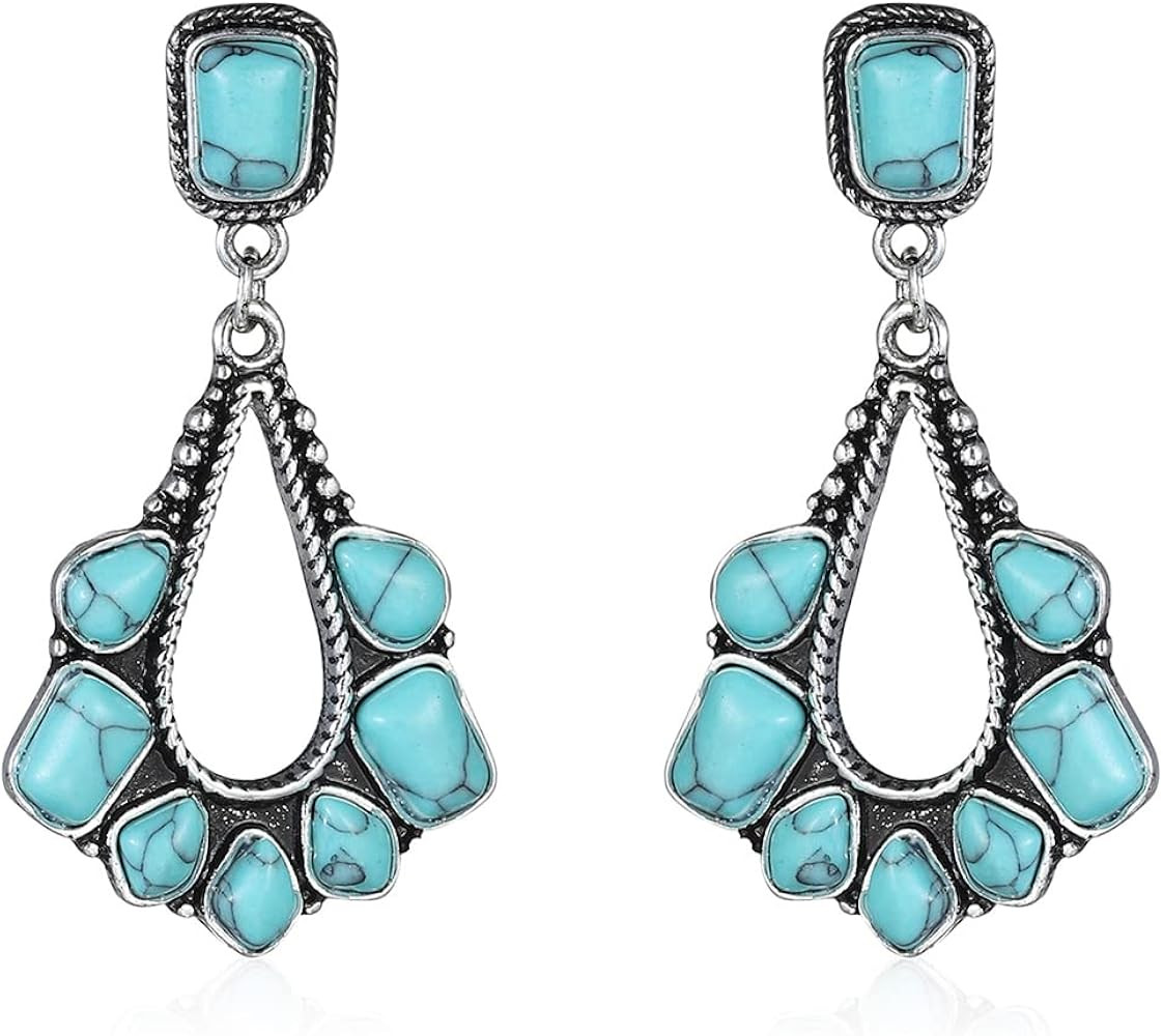 BG&WLing Turquoise Earrings for Women 925 Sterling Silver Large Teardrop Dangle Statement Earring... | Amazon (US)