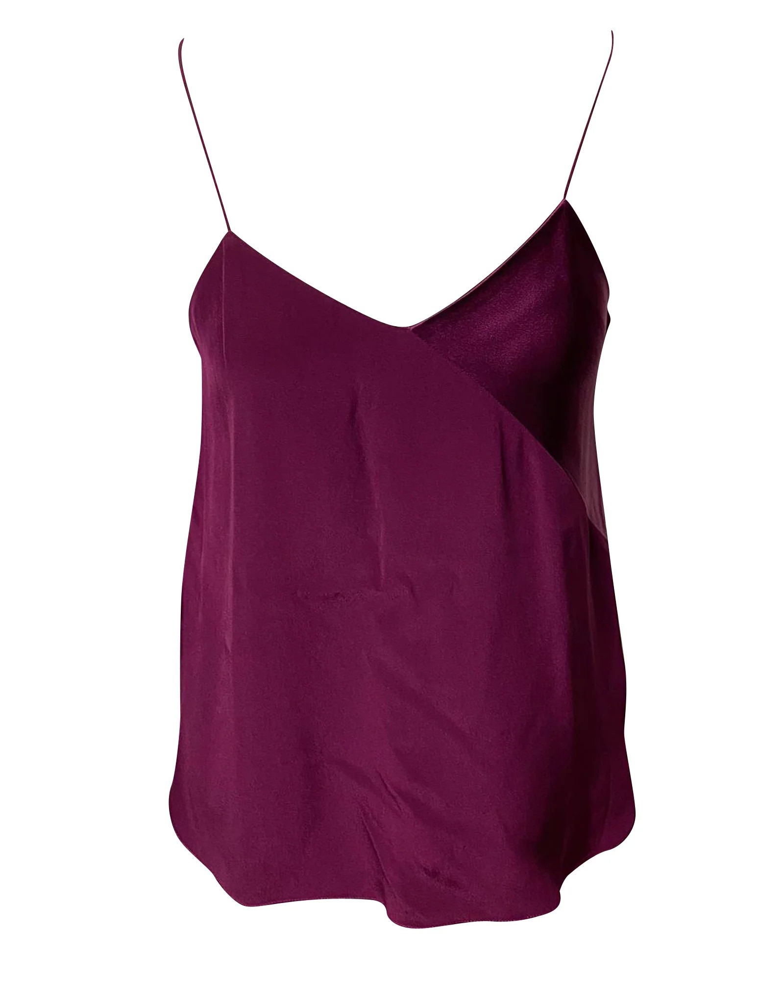 Tibi V-neck Slip Top in Purple Silk | Shop Simon