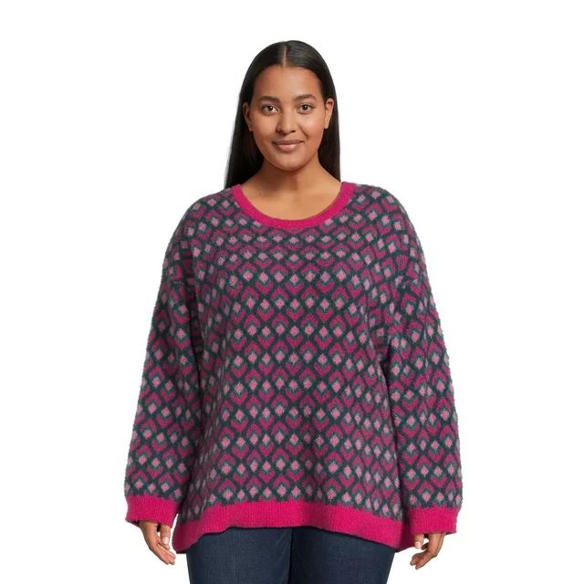 Terra & Sky Women's Plus Size Eyelash Knit Pullover Sweater, Midweight | Walmart (US)