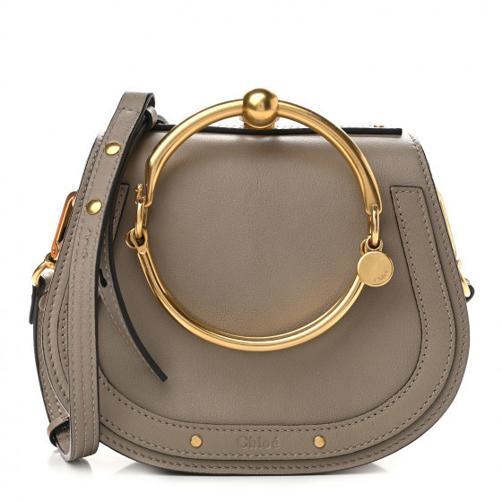 CHLOE Calfskin Suede Small Nile Bracelet Bag Motty Grey | FASHIONPHILE | Fashionphile