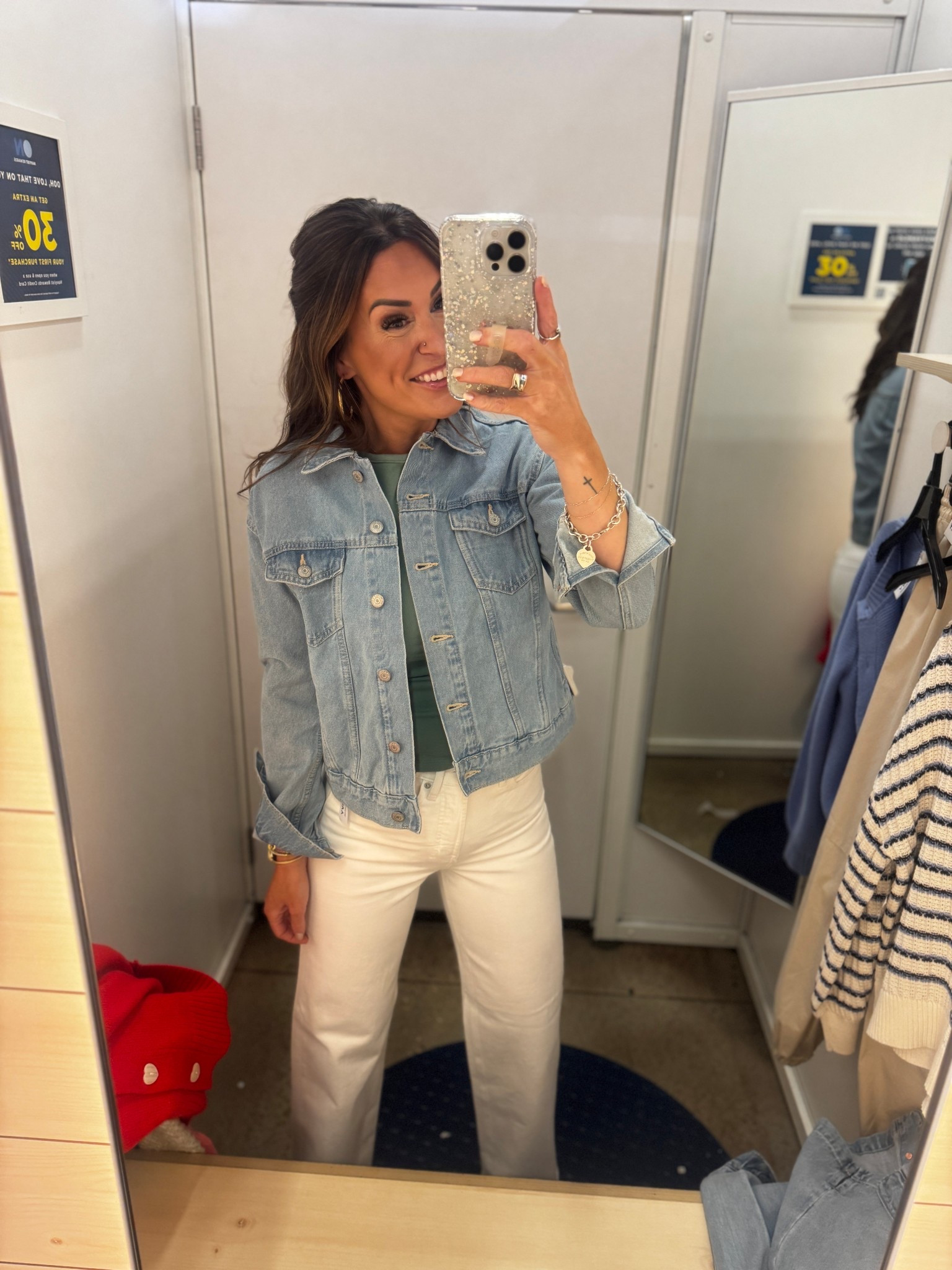 Wearing a small in this Old Navy jacket, a small in the top, and a 0 regular in the jeans! I do feel like the jeans run a bit small. 

#LTKSaleAlert #LTKootd #LTKmomlife