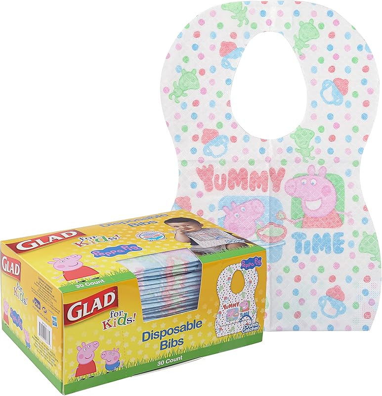 Glad For Kids Disposable Paper Bibs, 30 Ct - Disposable Bibs - Travel Bibs For Kids, Disposable K... | Amazon (US)
