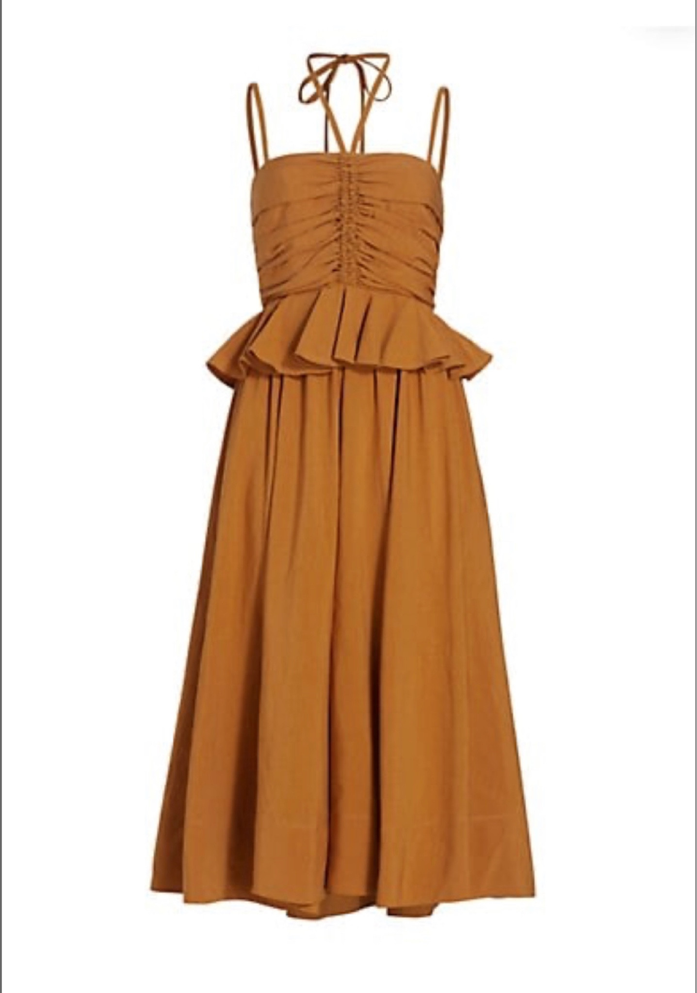 Perfect for spring! Ulla Johnson's Anastasia midi-dress showcases a ruched bodice with a peplum waist. Sporting a strappy design, this style flares out at the skirt. 

#LTKstyletip #LTKFind #LTKsalealert