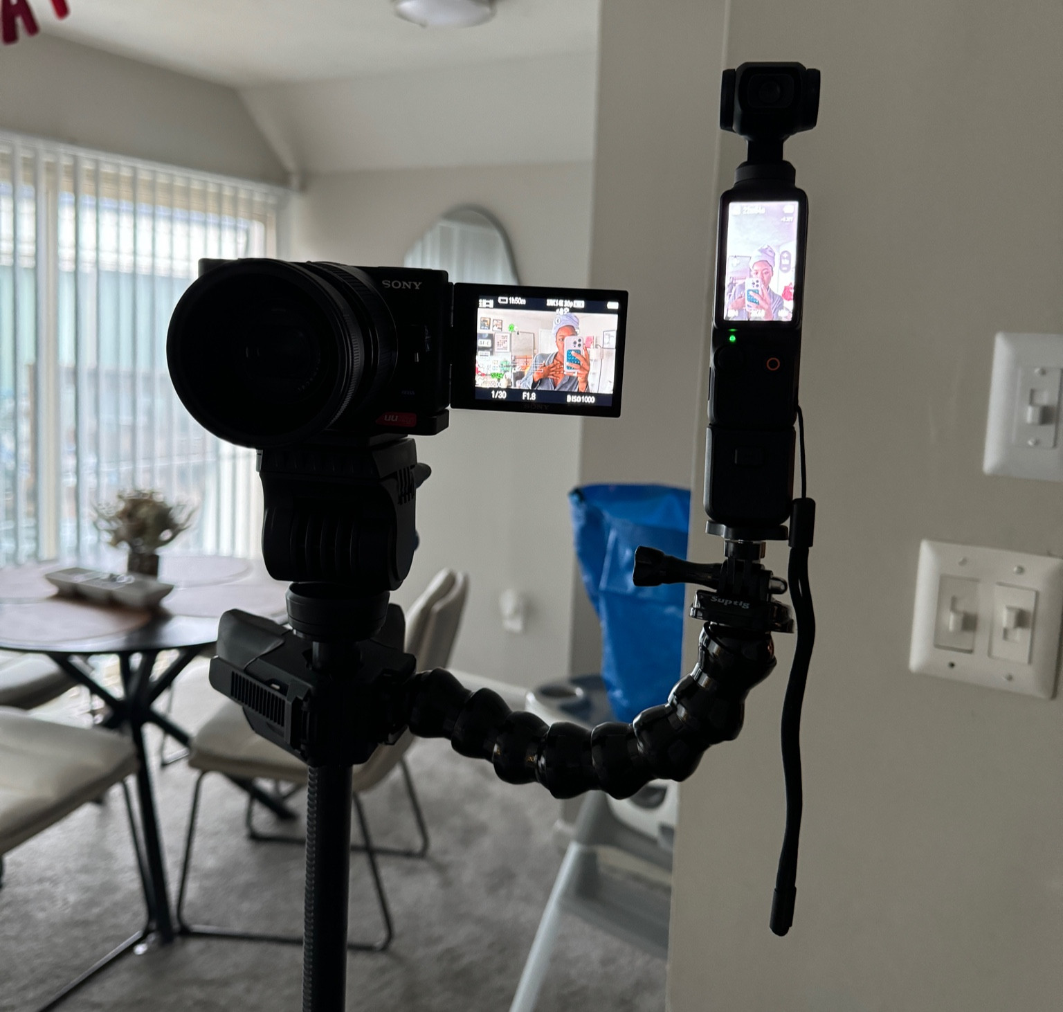 This is how I shoot for long form and short form simultaneously! This stand and flexible mount holds up my SONY ZV I & my DJI OSMO POCKET 3! Obsessed! And the shots are super cinematic and flow well! 

#LTKHome #LTKGiftGuide