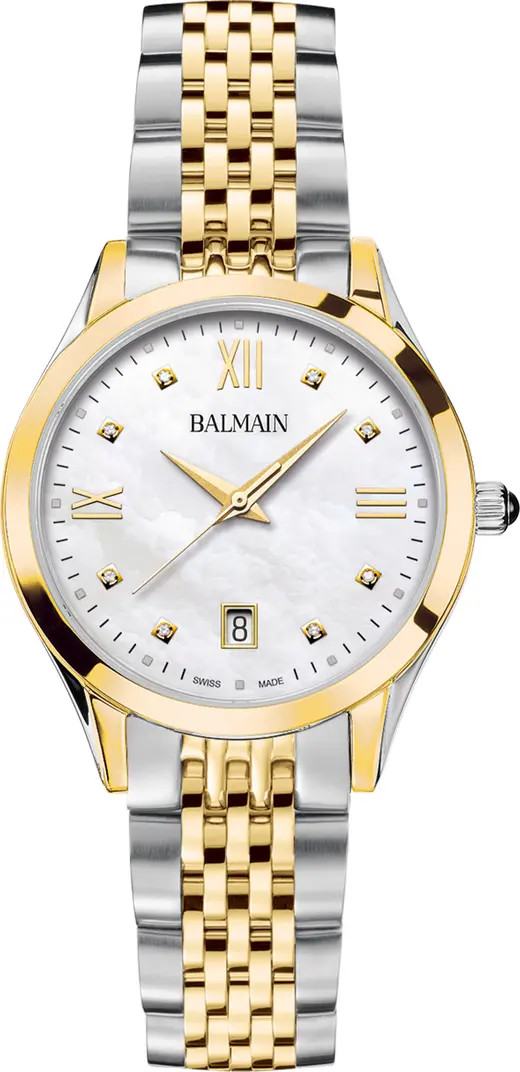 Classic R Diamond Two-Tone Bracelet Watch, 34mm | Nordstrom