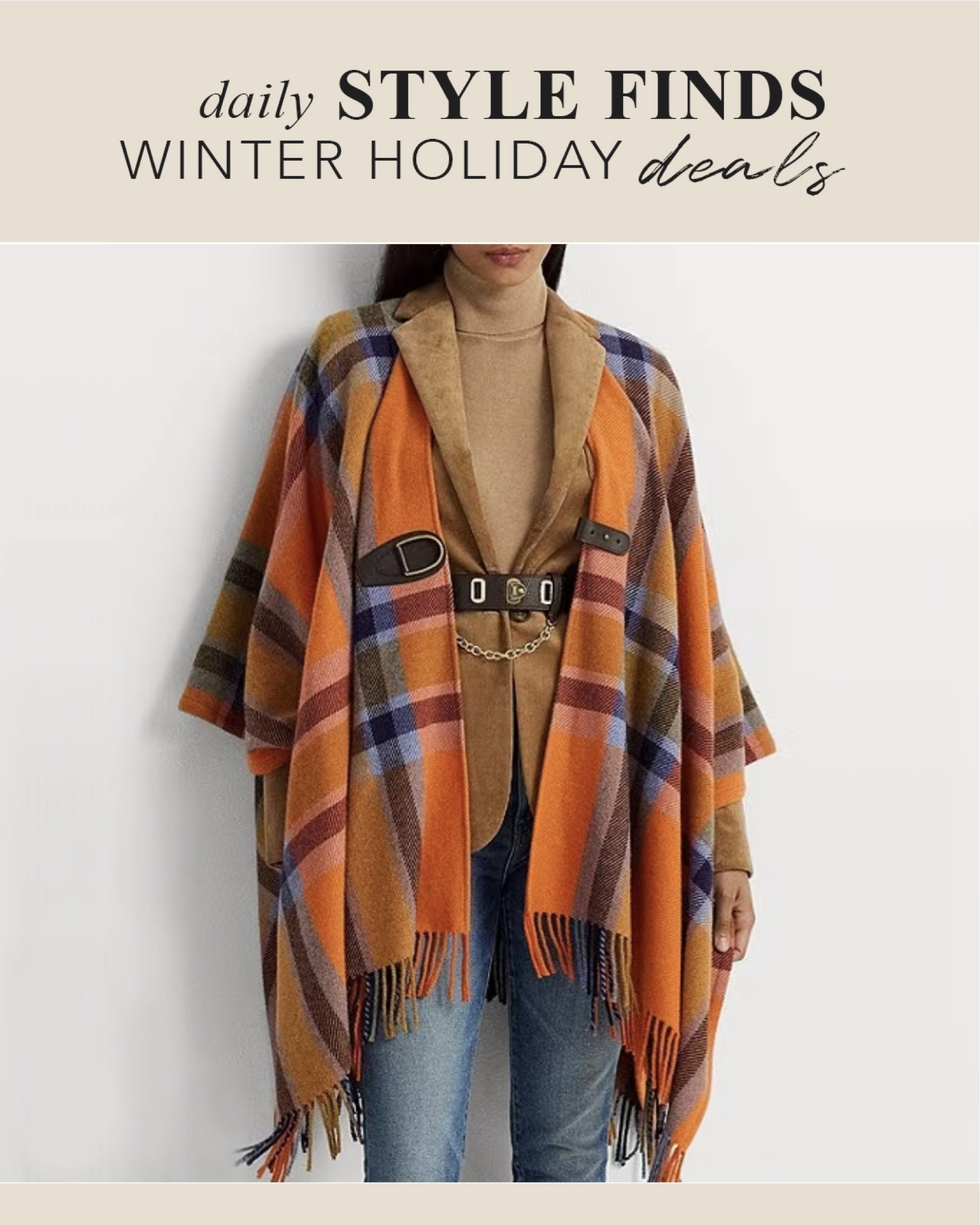 Lauren Ralph Lauren - Plaid Wool Blend Fringe Trim Twill Poncho - Classic Style - Gifts for Her #dailyfinds

#LTKHoliday #LTKfindsunder100 #LTKSeasonal