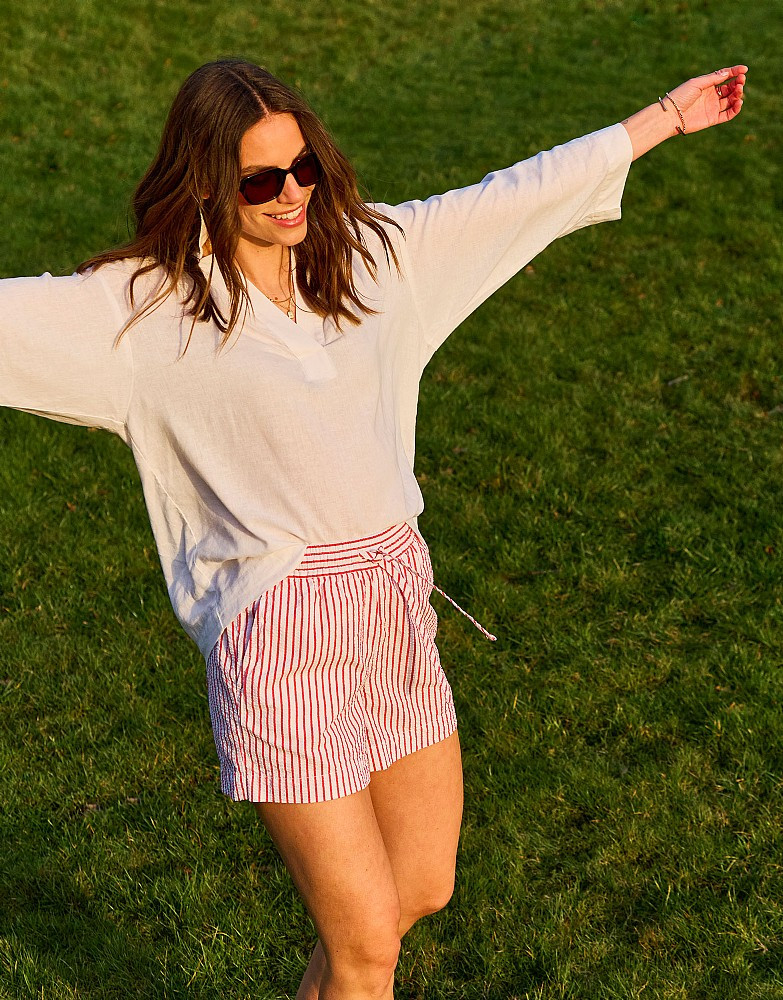 Cotton Seersucker Shorts in Red and White Stripe | Crew Clothing (UK)