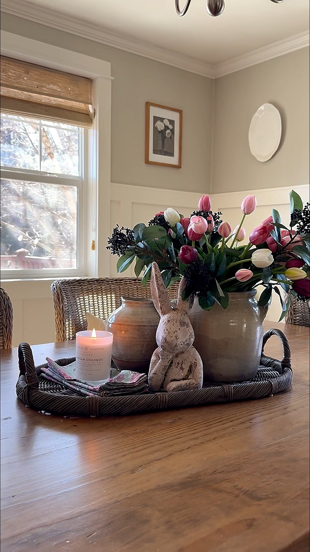 🌷The tulips that made me do a double take.
Honestly — I’ve never seen faux florals this realistic. These beauties come in the most gorgeous bundle, and the quality is made to last season after season. I nestled them into an antique French confit pot, and just like that, the whole vibe shifted. ✨
A soft bunny, beautiful cloth napkins, a flickering spring candle finished the look — and this centerpiece was born. 🕯️🐰
This is the kind of table you linger at. The kind of corner that just feels like spring.
Simple pieces. Intentional styling. A little bit of magic. 🌸
💛 Save this for your spring inspo board

#LTKSpringSale #LTKHome #LTKSeasonal