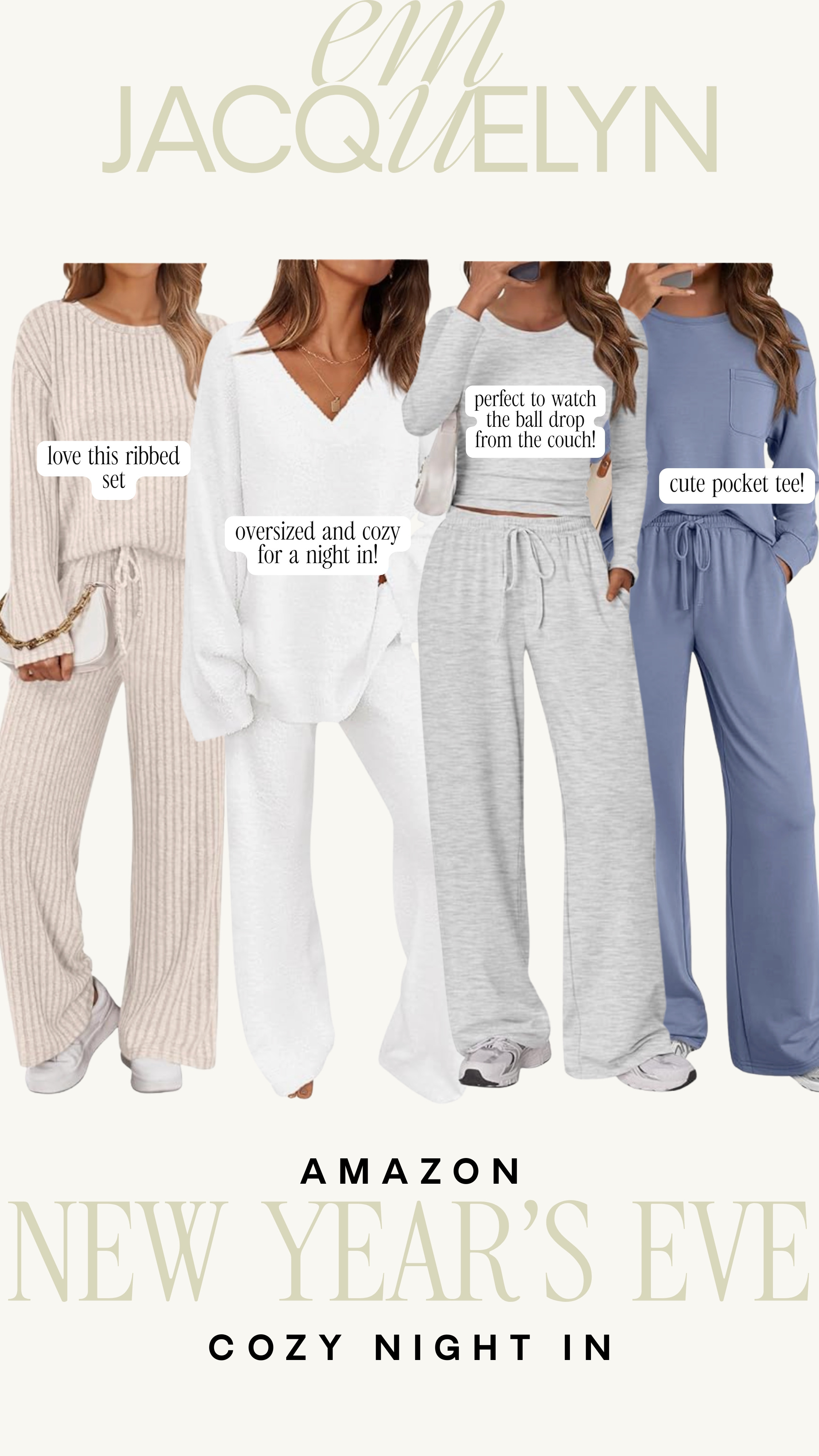 If you're more of a New Years Night In kind of girl, these are some of my favorite matching sets to feel cozy at home in!

Amazon fashion, New Years Outfits, Amazon new years, amazon finds, sweat sets 

 #LTKHoliday #LTKFindsUnder50 #LTKFindsUnder100
