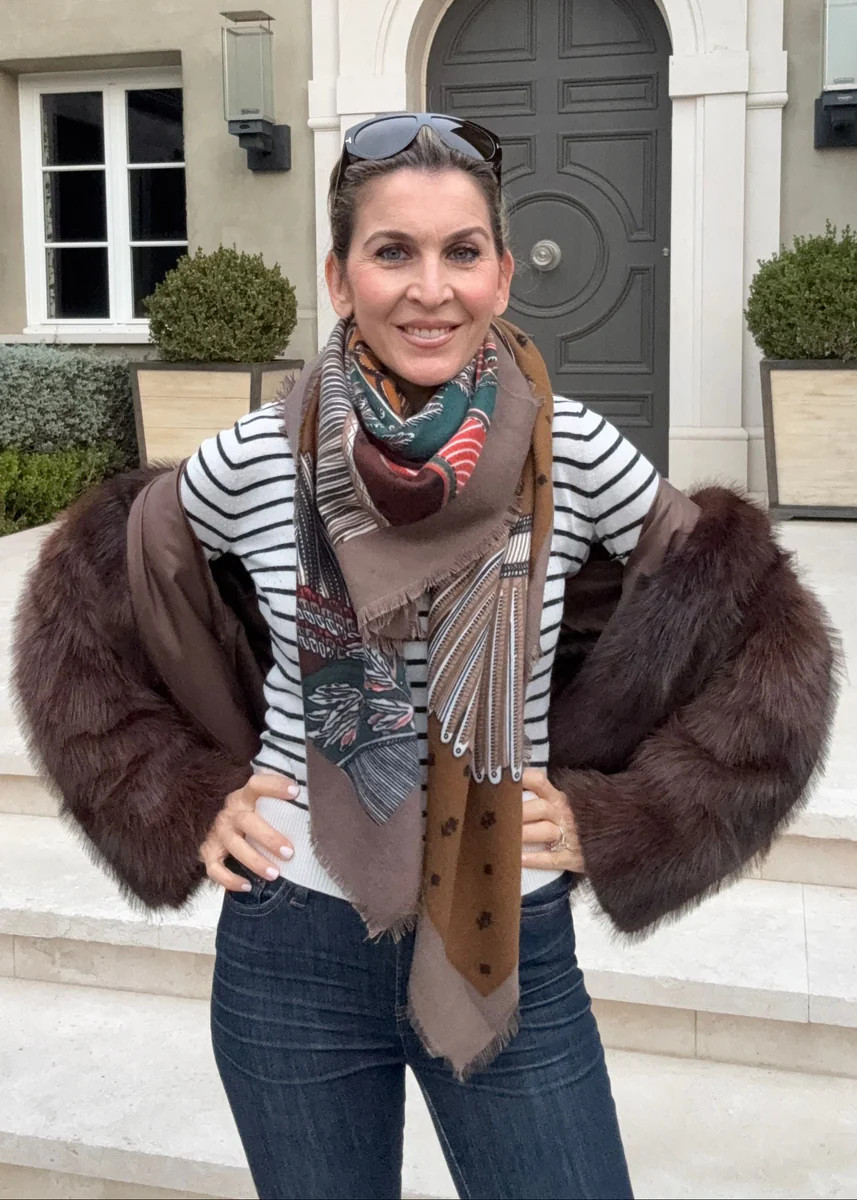 Dania Tassel Print Scarf - Brown | Benaar La