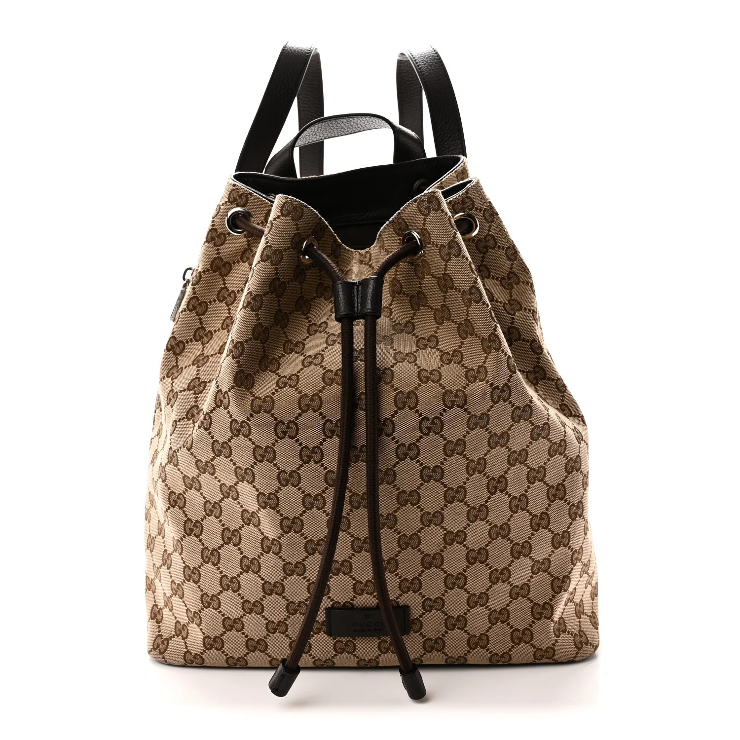 Monogram Dollar Calfskin O Drawstring Backpack Beige Ebony Testa di Moro Dark Chocolate | FASHIONPHILE (US)