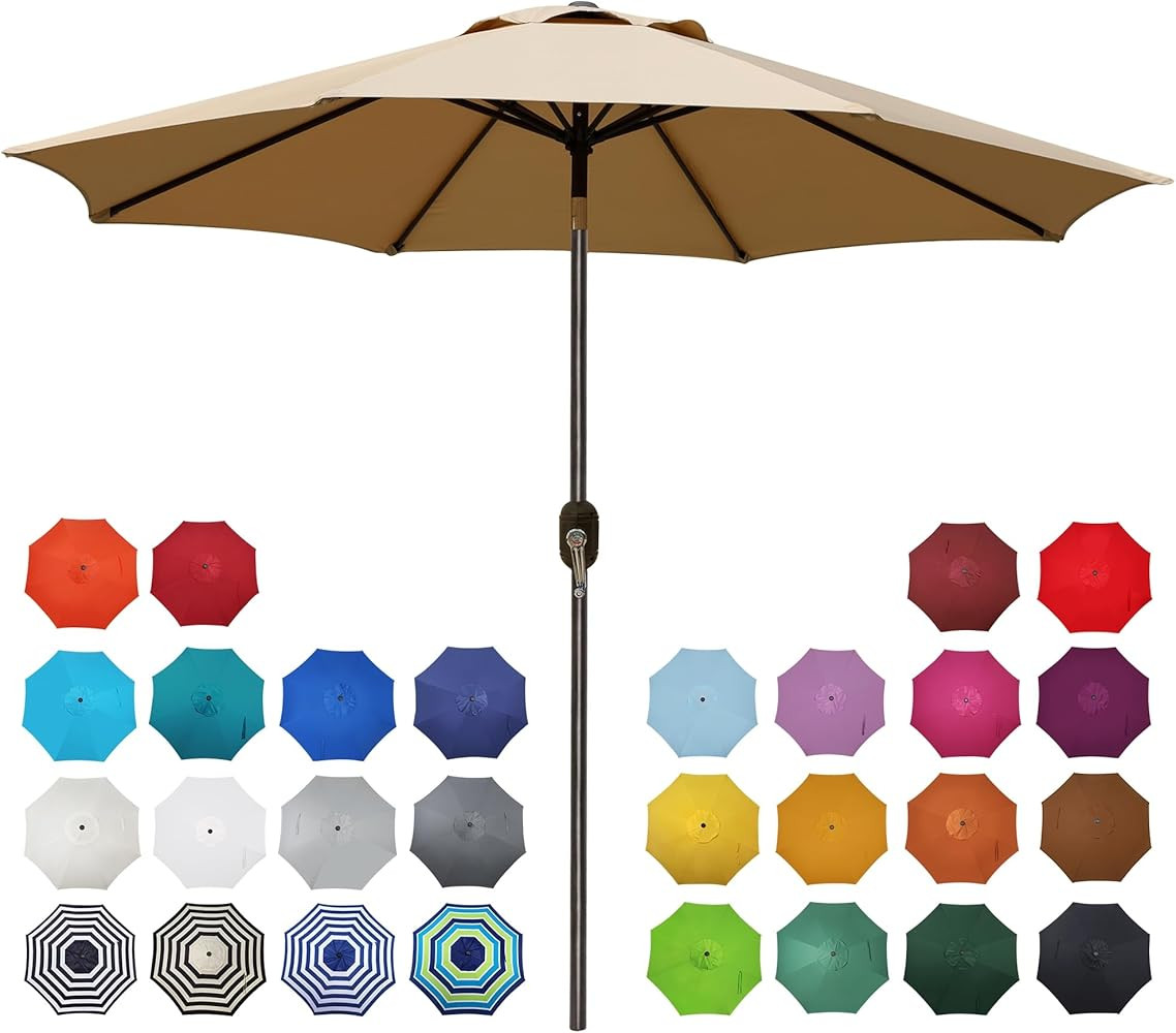 Blissun 9' Outdoor Patio Umbrella, Outdoor Table Umbrella, Yard Umbrella, Market Umbrella with 8 ... | Amazon (US)