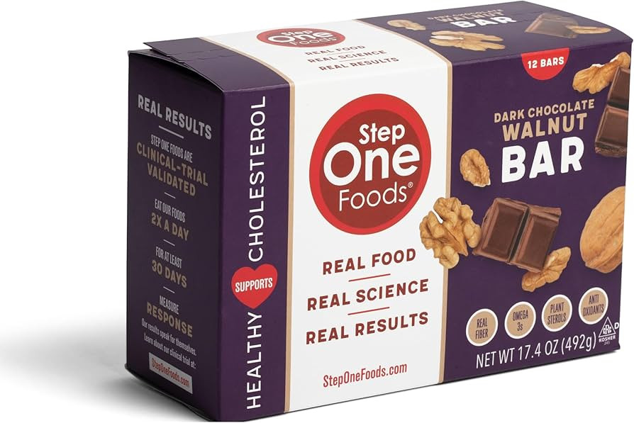 Step One Foods, Dark Chocolate Walnut Bars, Omega 3's and Dietary Fiber Gluten Free, Non-GMO, Veg... | Amazon (US)