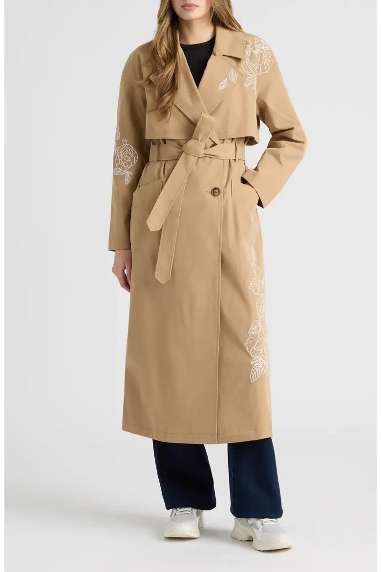 Embroidered Belted Trench Coat (Women) | Nordstrom | Nordstrom