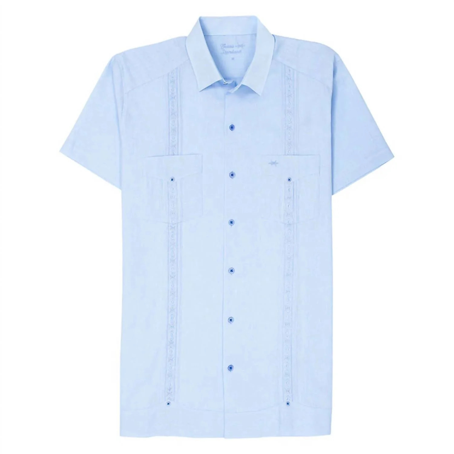Men's Texas Guayabera Shirt In Blue Benavides | Shop Simon
