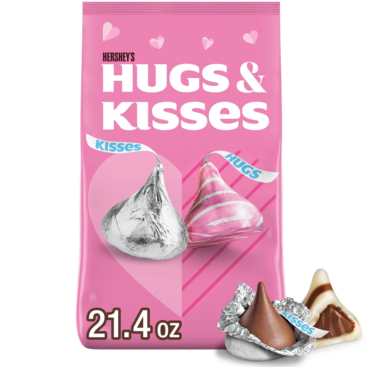 Hershey's Hugs & Kisses Assorted Flavored, Valentine's Candy Bag, 21.4 oz | Walmart (US)