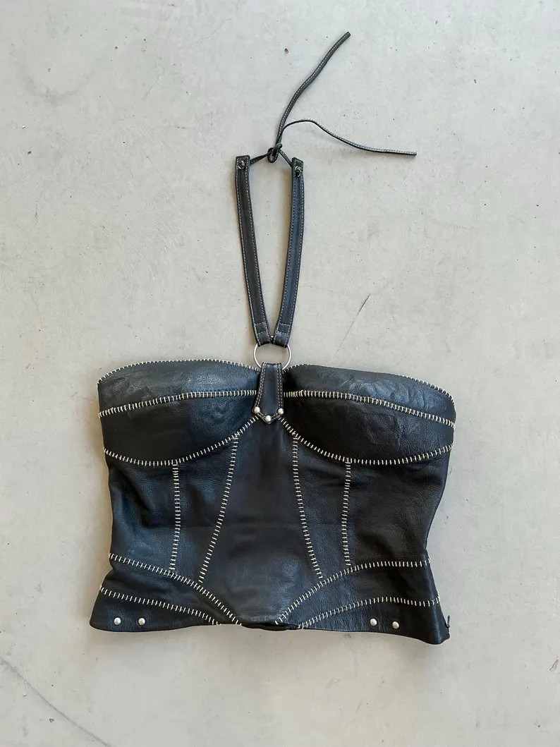 Harley Davidson Black Leather Corset Top - Etsy | Etsy (US)