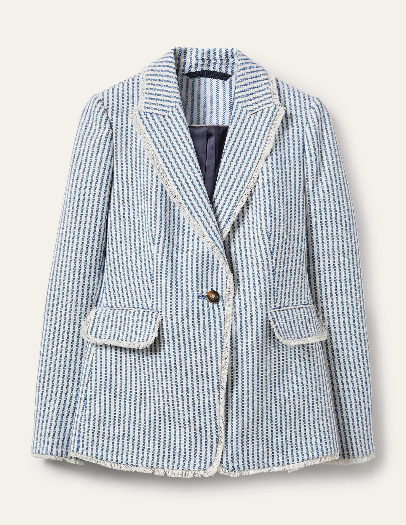 Hever Cotton Twill Blazer - Atlantic Blue/ Ivory Stripe | Boden US | Boden (US)